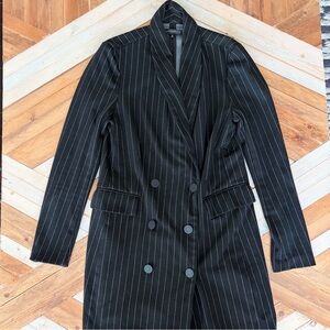 Black Pinstripe Women's Blazer Dress from Dynamite